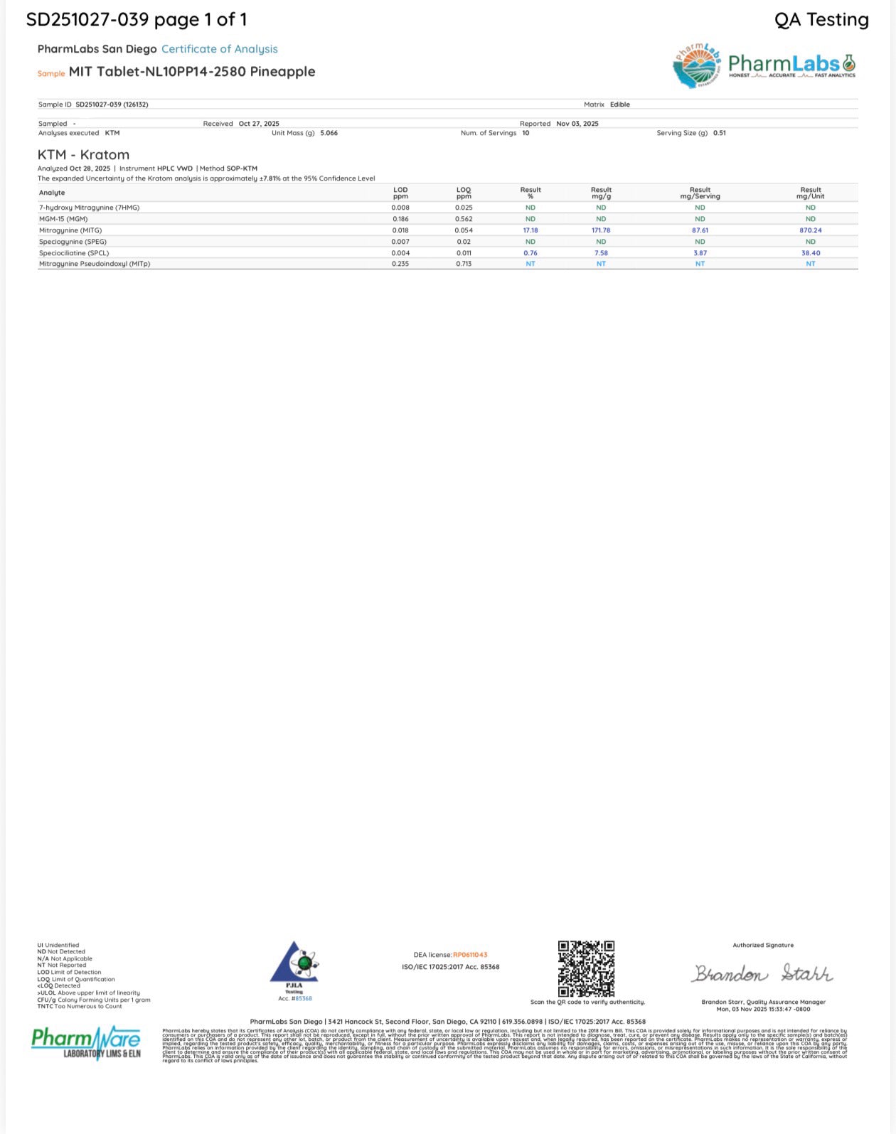 87mg MIT 3.8mg Speciociliatine Tablets (NO 7OH)