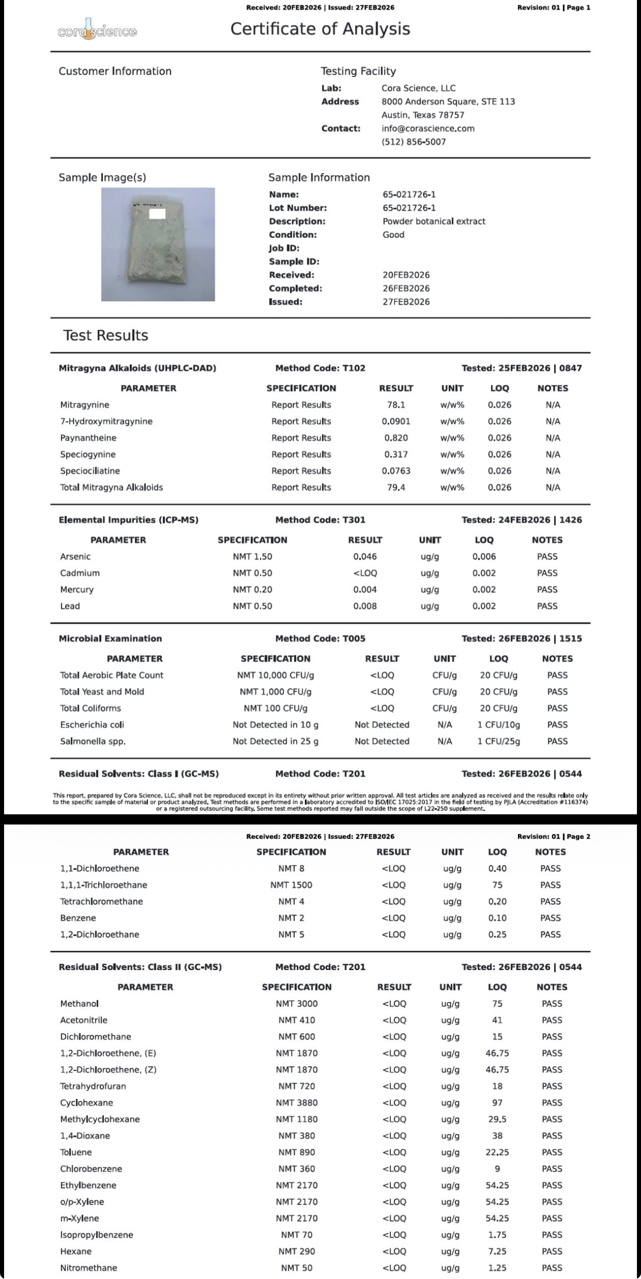 MIT SALT 78% Mitragynine (NO 7OH)
