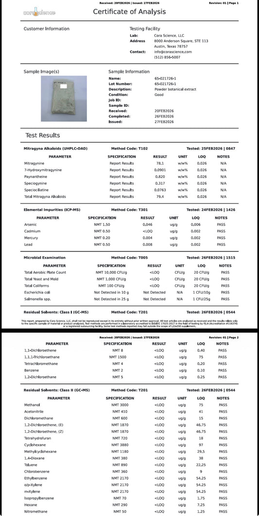 MIT SALT 78% Mitragynine (NO 7OH)