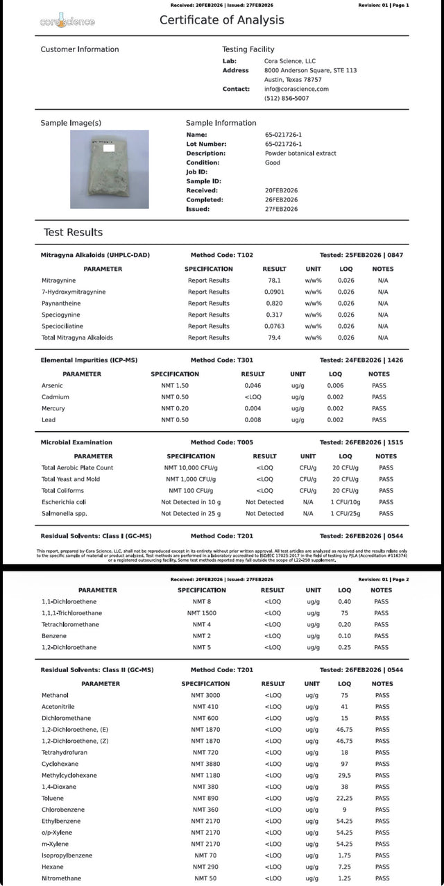 MIT SALT 78% Mitragynine (NO 7OH)